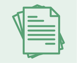 greaan square with graphic outline of papers with writing